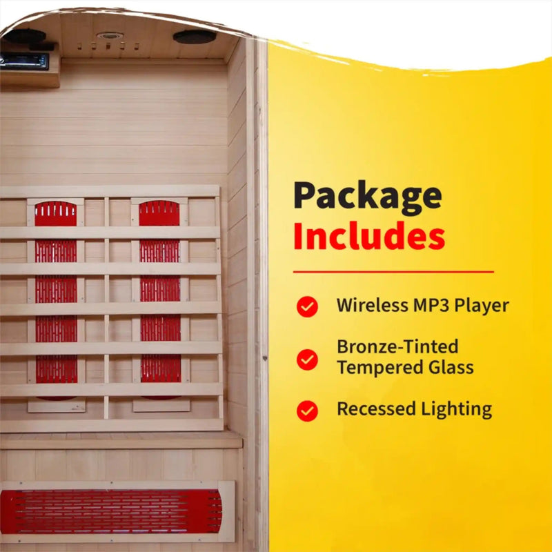 Heatwave Buena Vista 3 Person Hemlock Infrared Sauna | Ceramic Heat