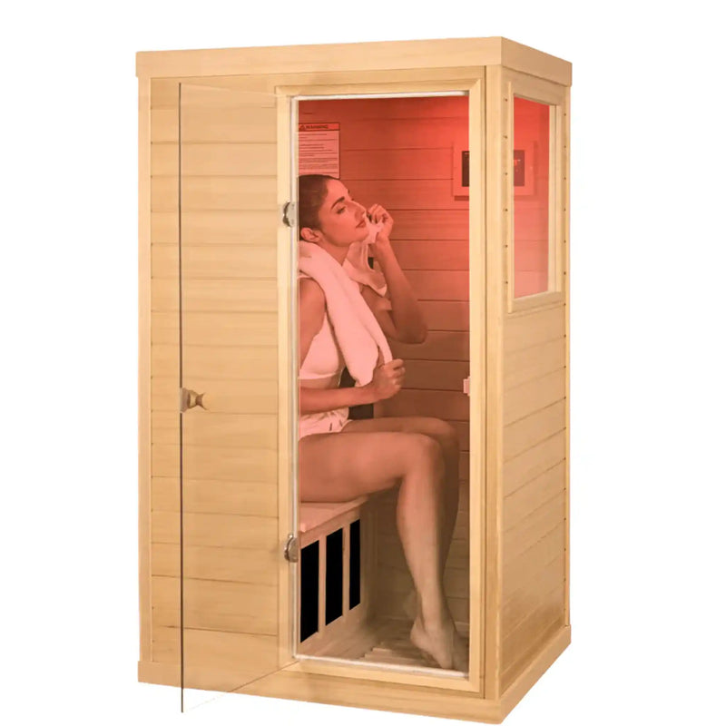 Purity 909MH 1-Person Side Door Far Infrared Sauna Canadian Hemlock or Red Cedar 1050W 360° Heating Ambient Red Light 2026