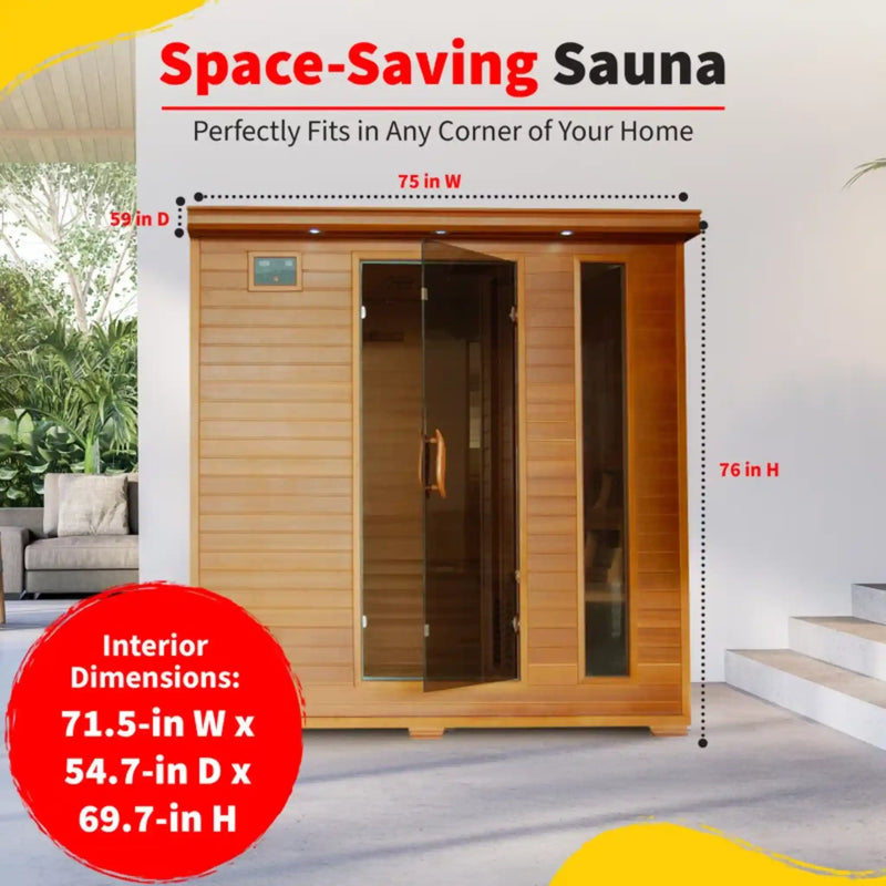 Heatwave 6-Person Cedar Infrared Sauna | Carbon Heat