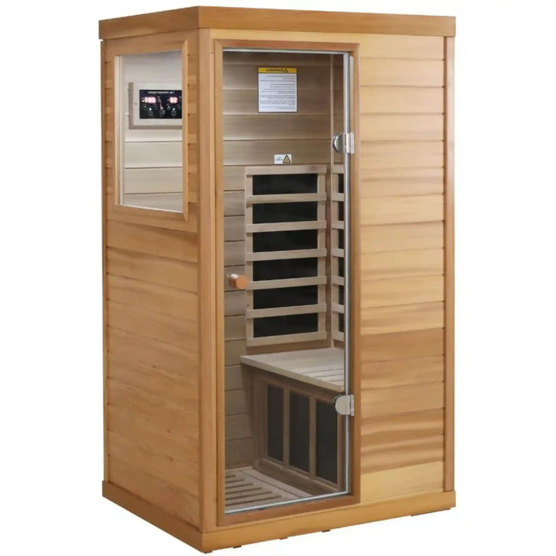 Purity 909MH 1-Person Side Door Far Infrared Sauna Canadian Hemlock or Red Cedar 1050W 360° Heating Ambient Red Light 2026