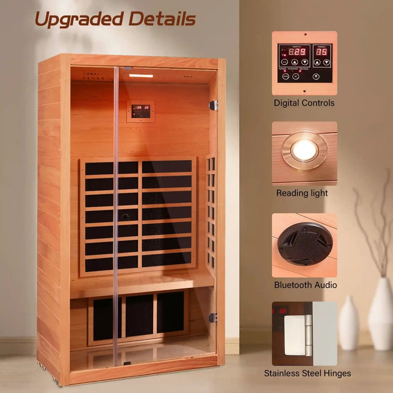 Vanity Art 1-Person Extendable FAR Infrared Hemlock Sauna