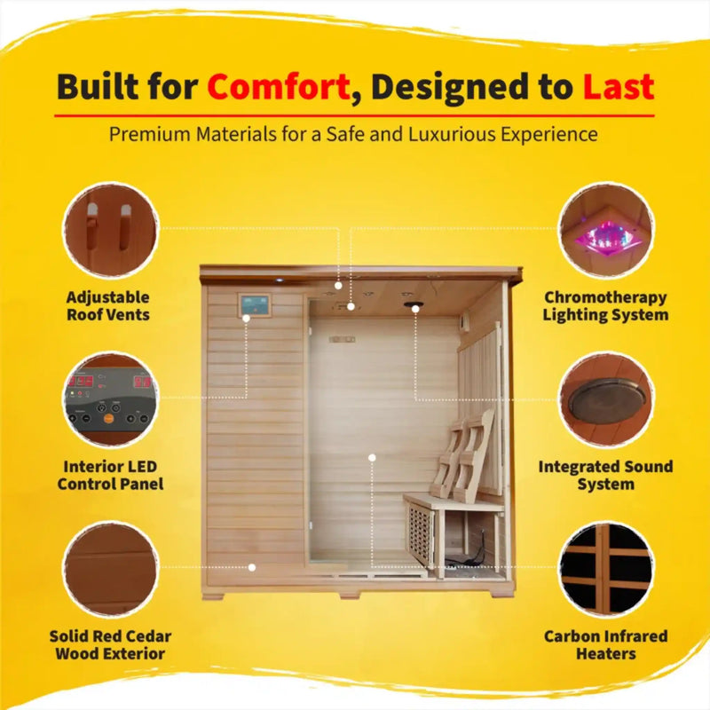 Heatwave 6-Person Cedar Infrared Sauna | Carbon Heat