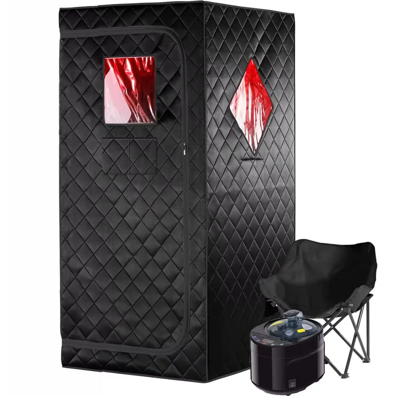 2-in-1 Portable Infrared Steam Sauna with 660nm Red Light Therapy 4L Steamer 1100W Folding Chair Full Body Home Spa