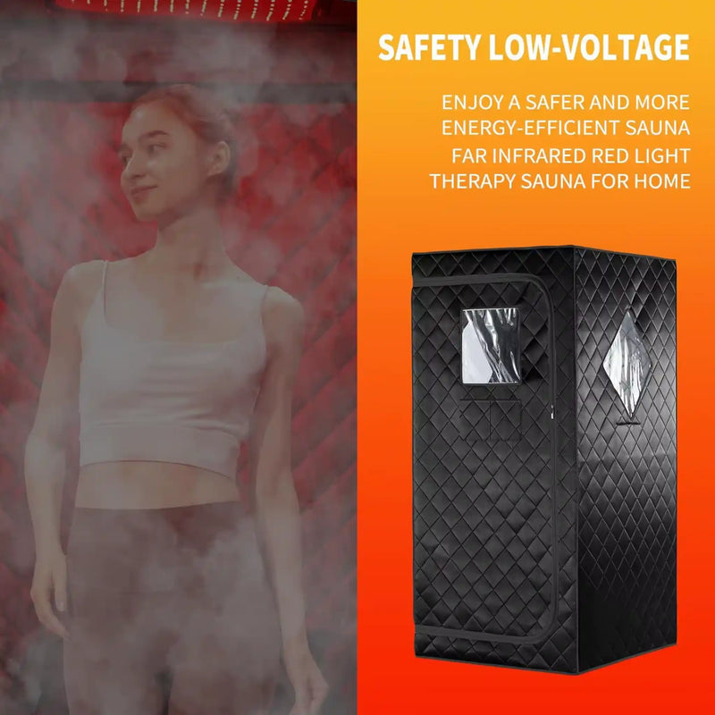 2-in-1 Portable Infrared Steam Sauna with 660nm Red Light Therapy 4L Steamer 1100W Folding Chair Full Body Home Spa