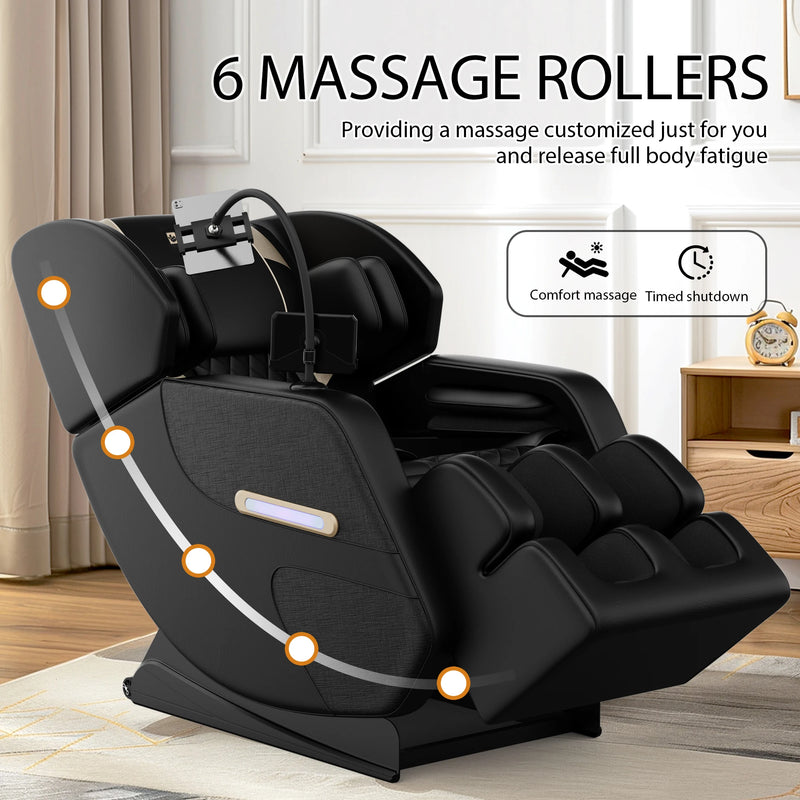 BILITOK Zero Gravity Massage Chair: Reclining, Heating, Full-Body Air Compression, 6 Rollers& Touchscreen. Supports up to 180Lbs & 6Ft