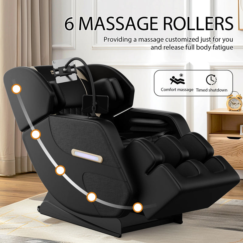 BILITOK Zero Gravity Massage Chair: Reclining, Heating, Full-Body Air Compression, 6 Rollers& Touchscreen. Supports up to 180Lbs & 6Ft