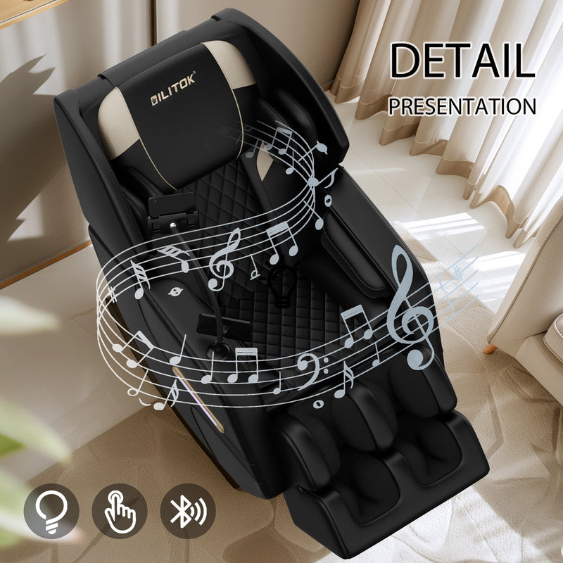 BILITOK Zero Gravity Massage Chair: Reclining, Heating, Full-Body Air Compression, 6 Rollers& Touchscreen. Supports up to 180Lbs & 6Ft