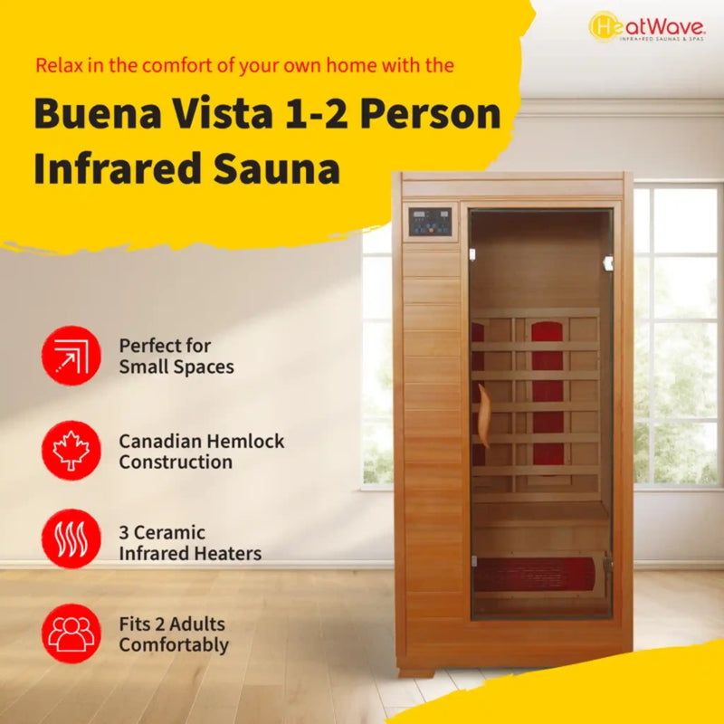 Heatwave Buena Vista 3 Person Hemlock Infrared Sauna | Ceramic Heat