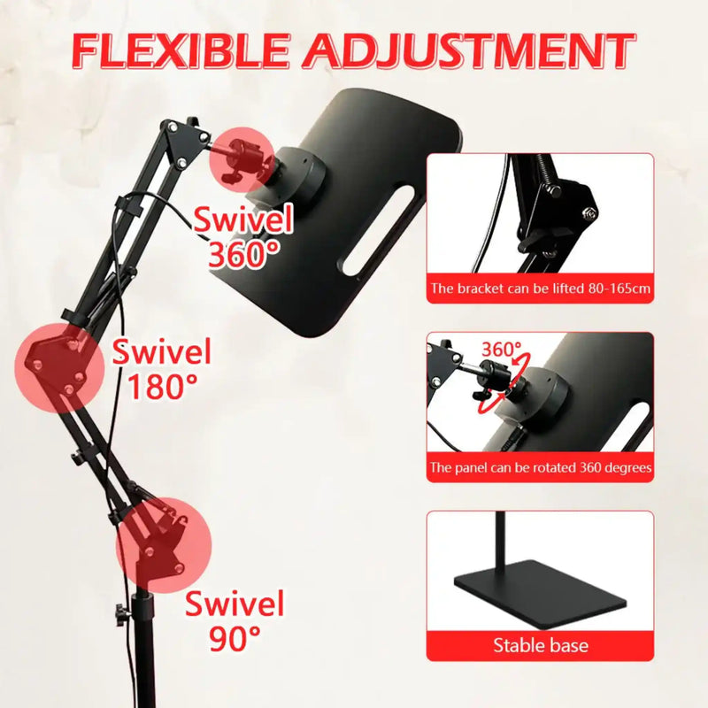 Red Light Therapy Lamp 660nm 850nm Near Infrared 104 LED 3-in-1 Panel Adjustable Floor Desktop Stand Facial Full Body