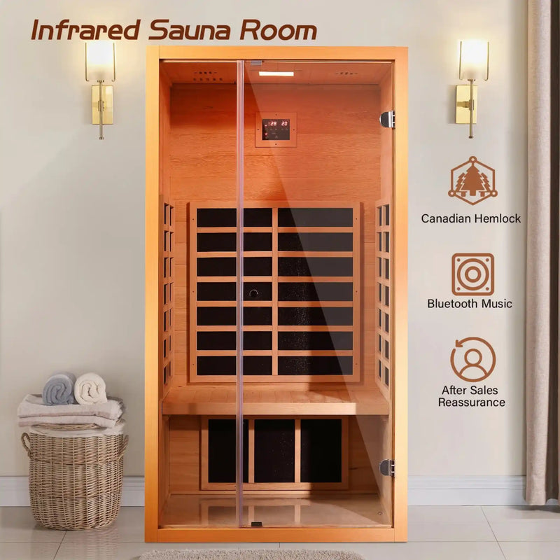 Vanity Art 1-Person Extendable FAR Infrared Hemlock Sauna