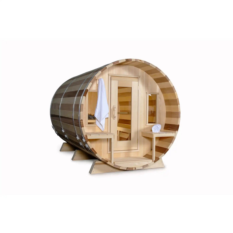 Dundalk Leisurecraft Canadian Timber 8 Person Tranquility Barrel Sauna CTC2345W | Athlete Recovery Depot