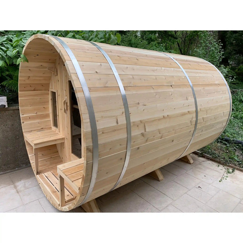 Dundalk Leisurecraft Canadian Timber 8 Person Tranquility Barrel Sauna CTC2345W | Athlete Recovery Depot