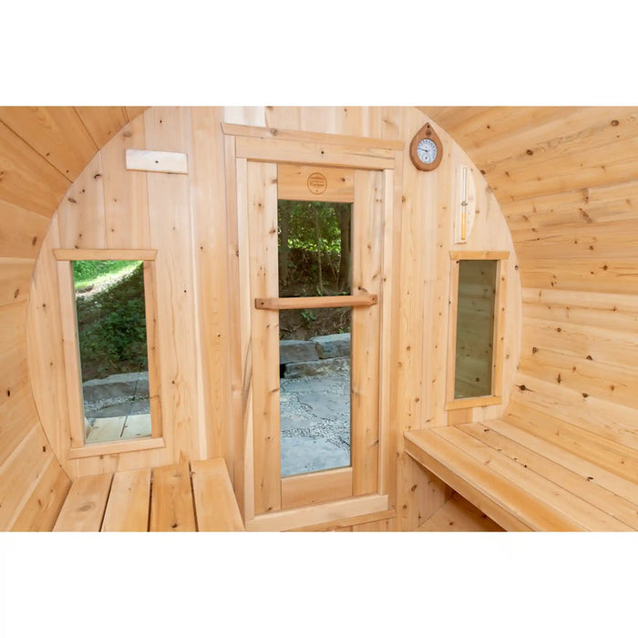 Dundalk Leisurecraft Canadian Timber 8 Person Tranquility Barrel Sauna CTC2345W | Athlete Recovery Depot