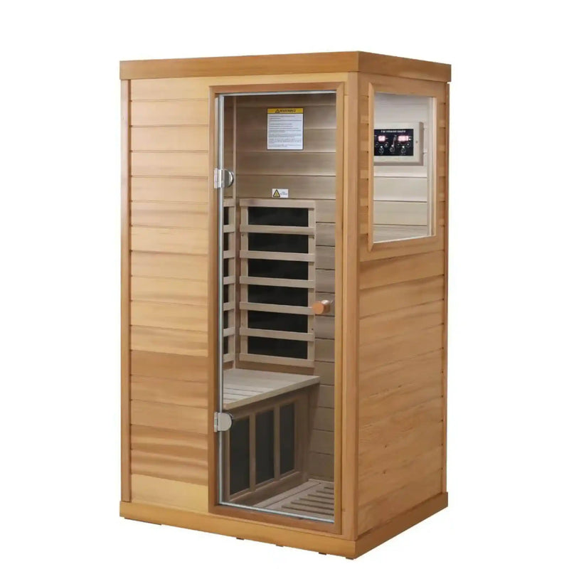 Purity 909MH 1-Person Side Door Far Infrared Sauna Canadian Hemlock or Red Cedar 1050W 360° Heating Ambient Red Light 2026