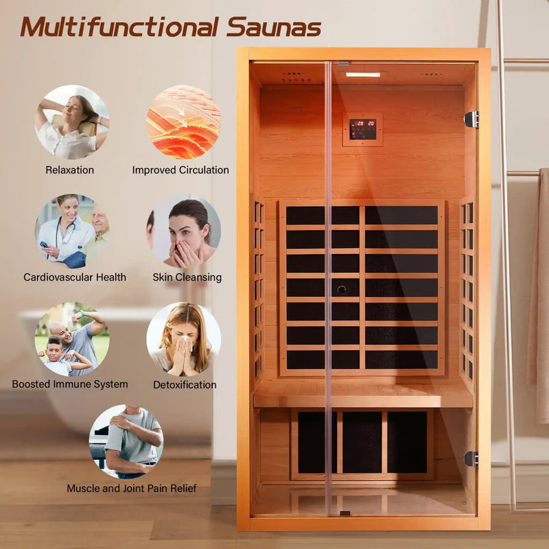 Vanity Art 1-Person Extendable FAR Infrared Hemlock Sauna