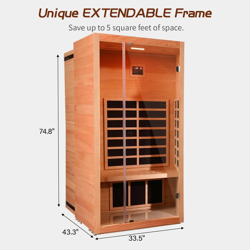 Vanity Art 1-Person Extendable FAR Infrared Hemlock Sauna