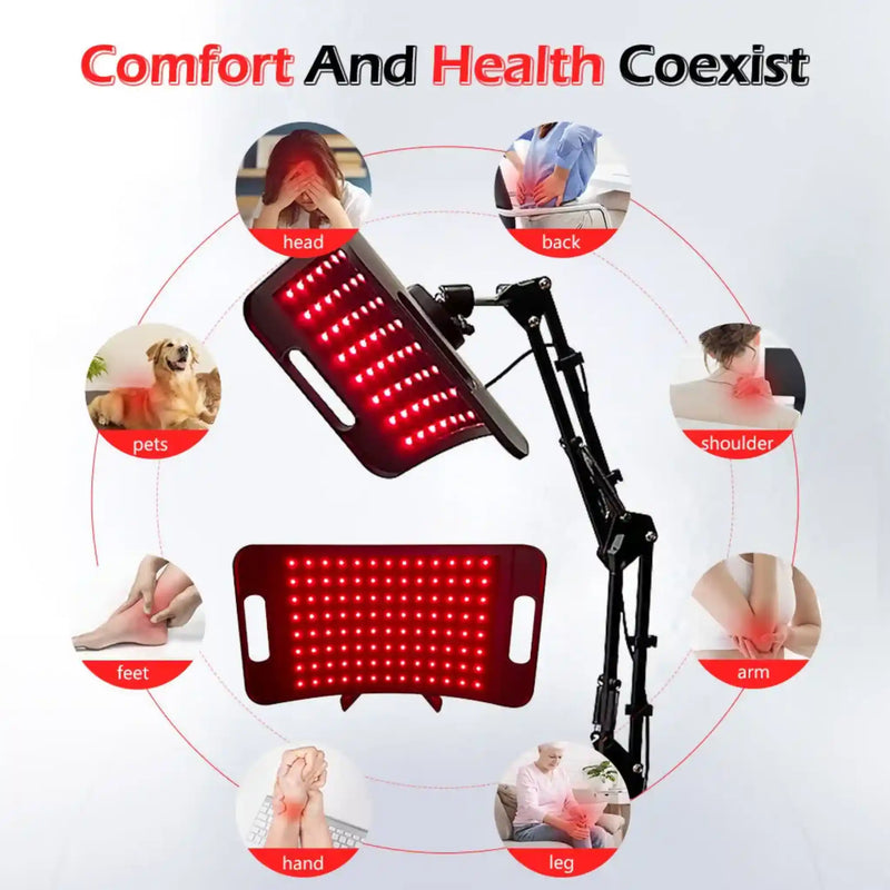 Red Light Therapy Lamp 660nm 850nm Near Infrared 104 LED 3-in-1 Panel Adjustable Floor Desktop Stand Facial Full Body
