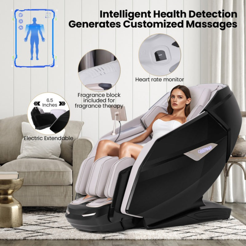 Costway Kenzo Zero Gravity Full Body Massage Chair | Black & Beige
