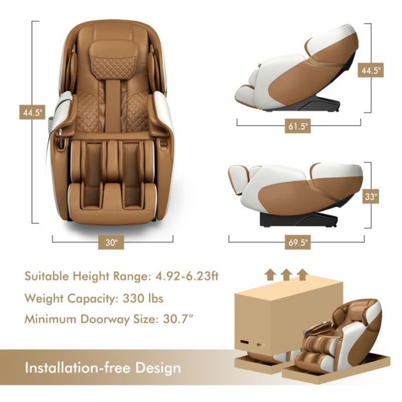 Costway Full Body Massage Chair with SL Track, Zero Gravity & Yoga Stretching | Coffee