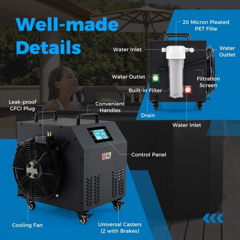 Costway 4/5 HP Cold Plunge Water Chiller with WiFi App Control and Dual Filtration