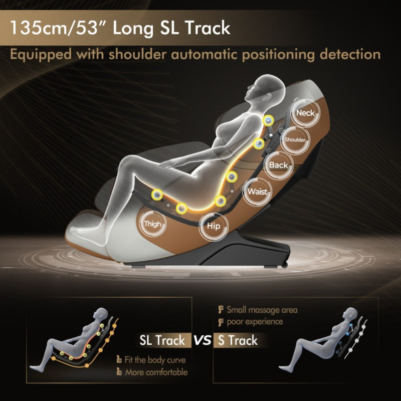 Costway Full Body Massage Chair with SL Track, Zero Gravity & Yoga Stretching | Coffee