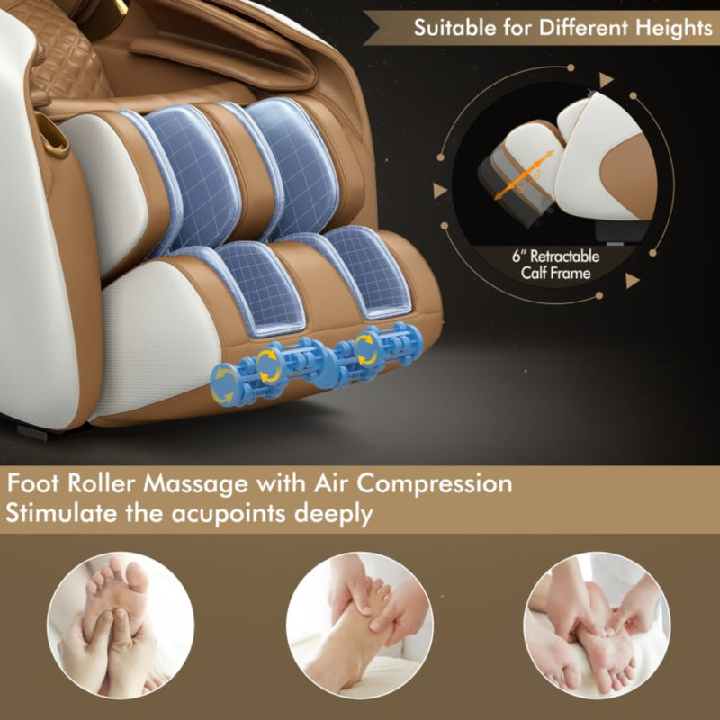 Costway Full Body Massage Chair with SL Track, Zero Gravity & Yoga Stretching | Coffee