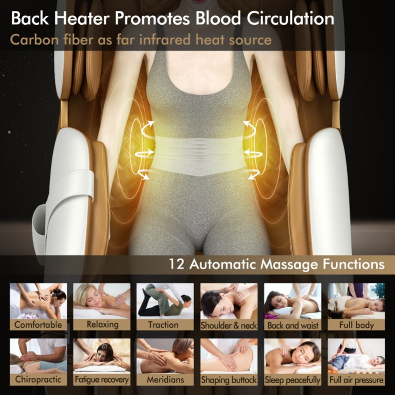 Costway Full Body Massage Chair with SL Track, Zero Gravity & Yoga Stretching | Coffee