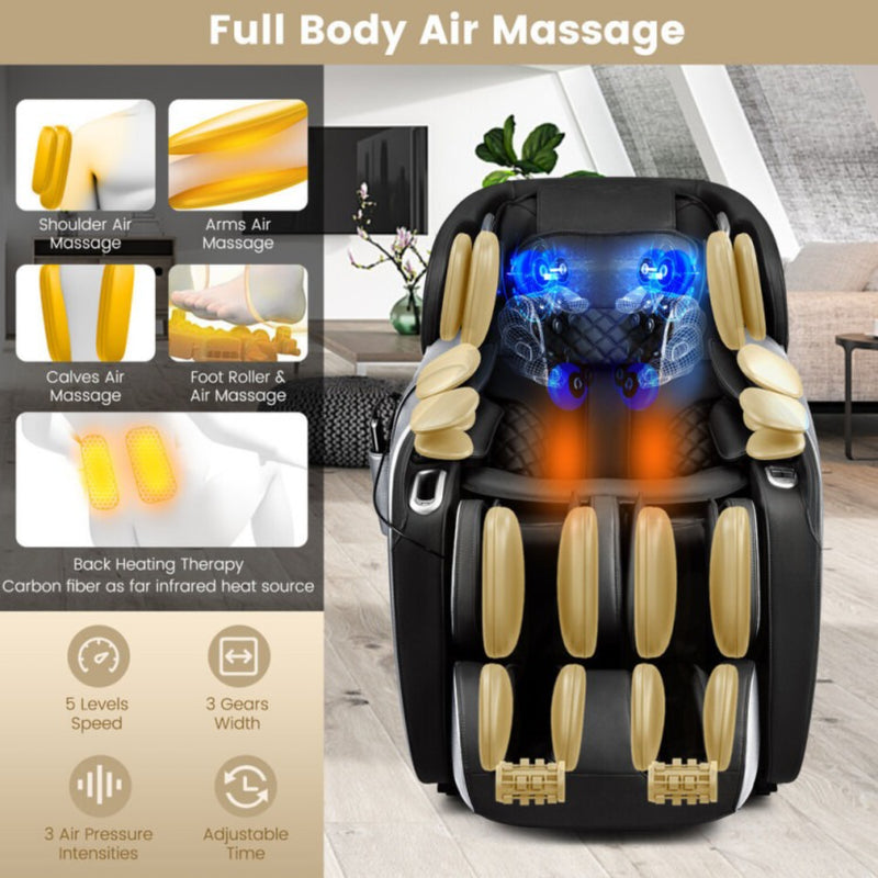 Costway Full Body Massage Chair with SL Track, Zero Gravity & Yoga Stretching | Black
