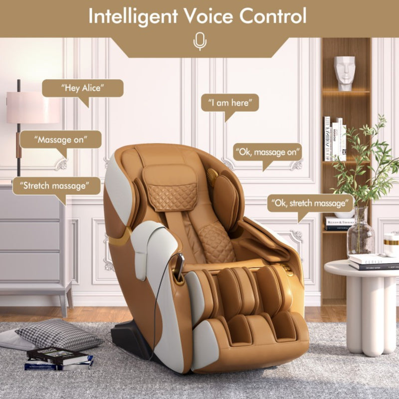 Costway Full Body Massage Chair with SL Track, Zero Gravity & Yoga Stretching | Coffee