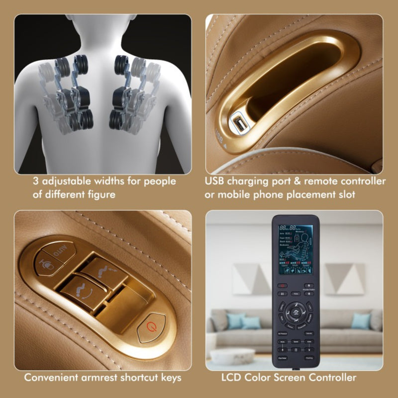 Costway Full Body Massage Chair with SL Track, Zero Gravity & Yoga Stretching | Coffee