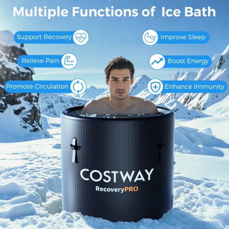 Costway 79-Gallon Round Inflatable Cold Plunge Tub with Cover Hand Pump and Backpack