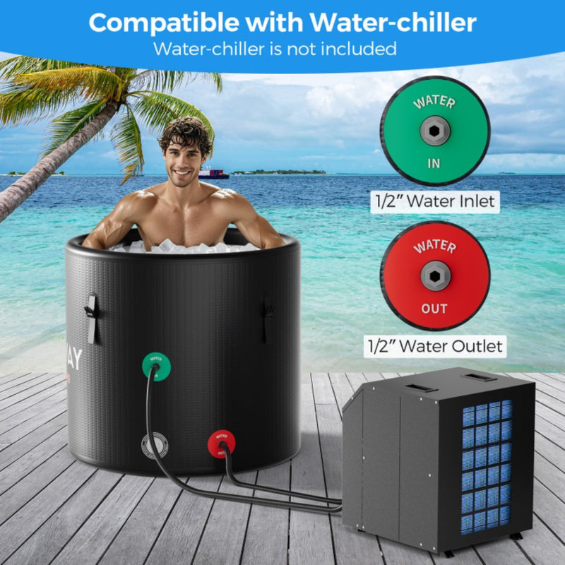 Costway 79-Gallon Round Inflatable Cold Plunge Tub with Cover Hand Pump and Backpack