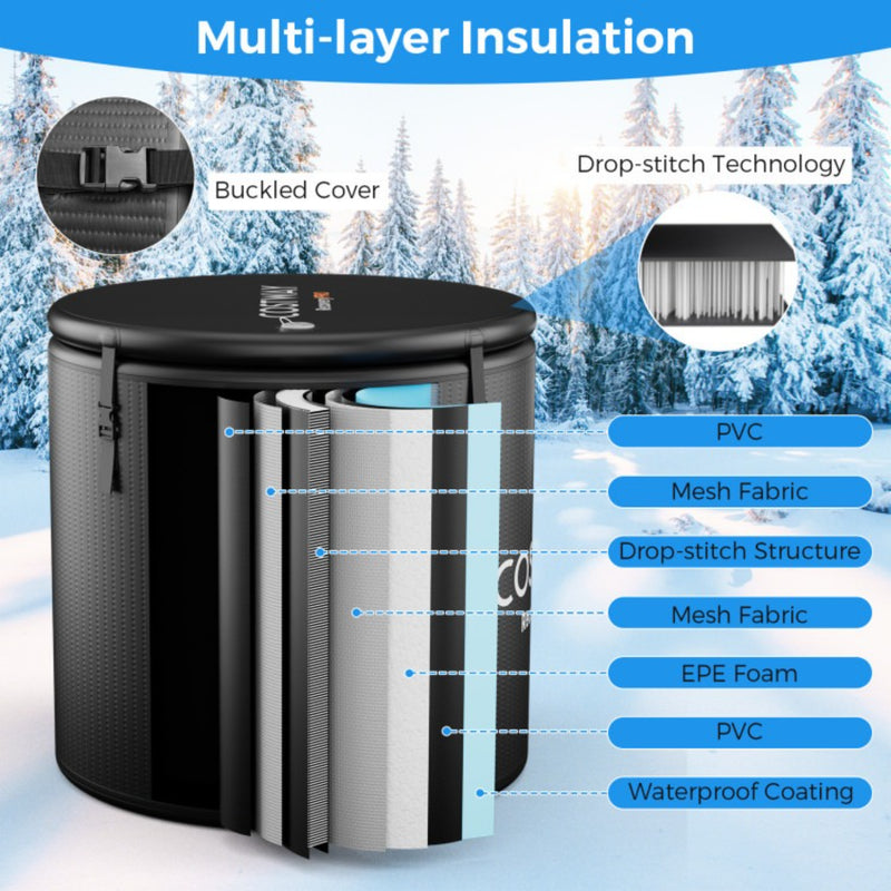 Costway 79-Gallon Round Inflatable Cold Plunge Tub with Cover Hand Pump and Backpack