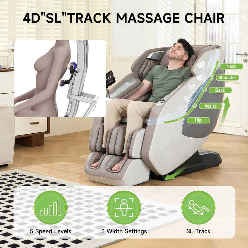 Real Relax PS5200 4D Zero Gravity Massage Chair | Khaki