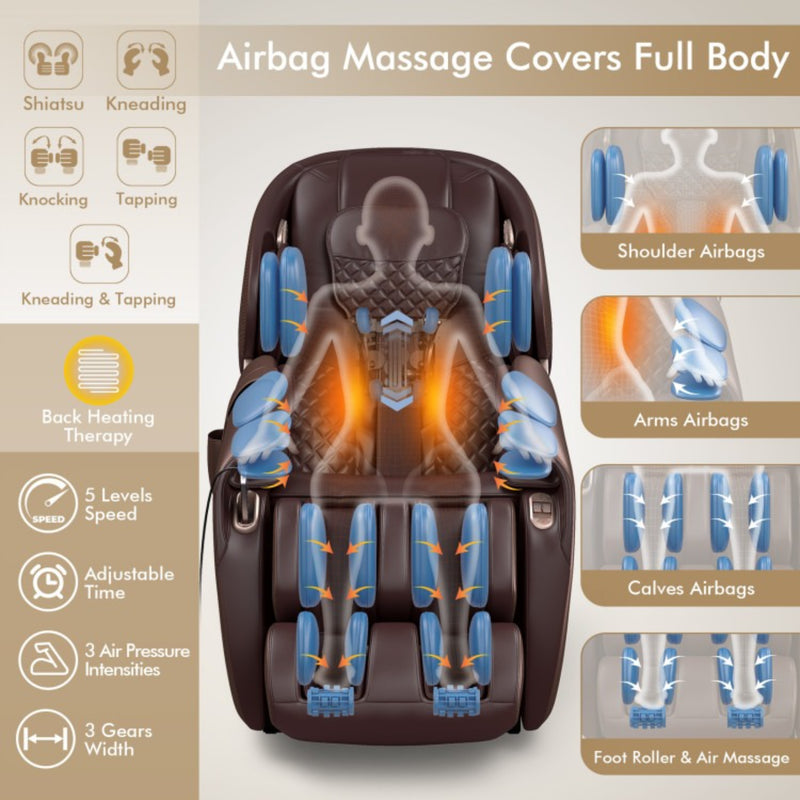 Costway Full Body Massage Chair with SL Track, Zero Gravity & Yoga Stretching
