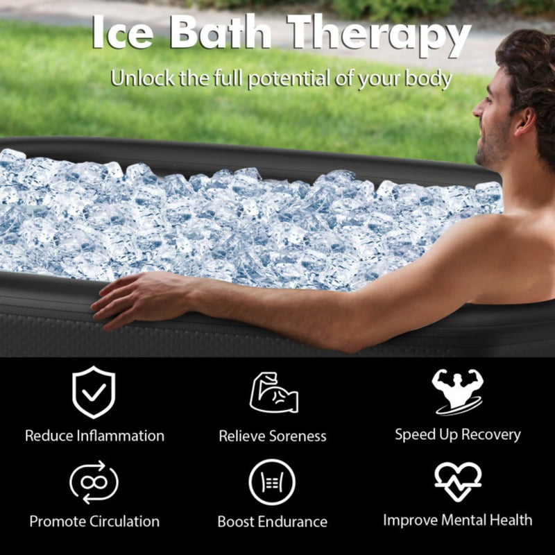 Costway 129-Gallon XL Oval Inflatable Ice Bath Tub with Insulated Cover Hand Pump and Backpack