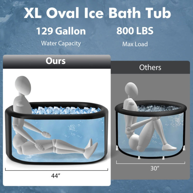 Costway 129-Gallon XL Oval Inflatable Ice Bath Tub with Insulated Cover Hand Pump and Backpack