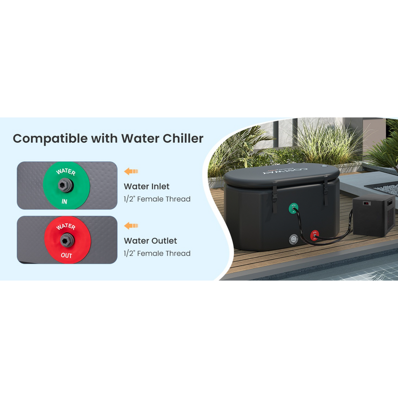 Costway 129-Gallon XL Oval Inflatable Ice Bath Tub with Insulated Cover Hand Pump and Backpack