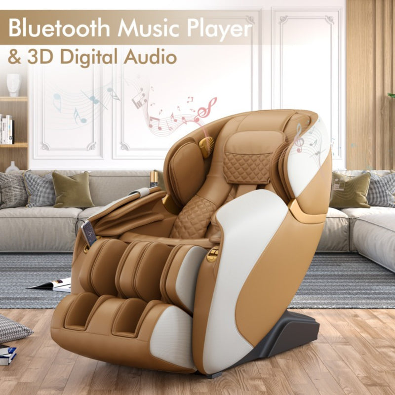 Costway Full Body Massage Chair with SL Track, Zero Gravity & Yoga Stretching | Coffee
