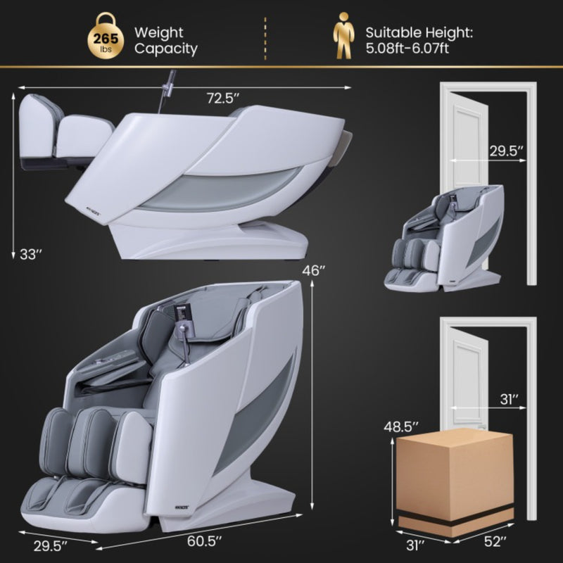 Costway Enjoyment 42 Full Body Zero Gravity Reclining Massage Chair | Gray