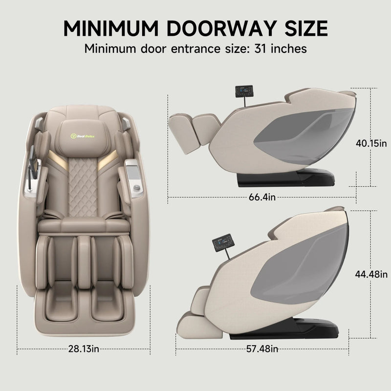 Real Relax PS5200 4D Zero Gravity Massage Chair | Khaki