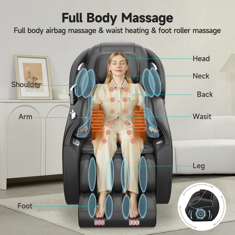 Real Relax Favor-06 3D Zero Gravity Massage Chair | Black