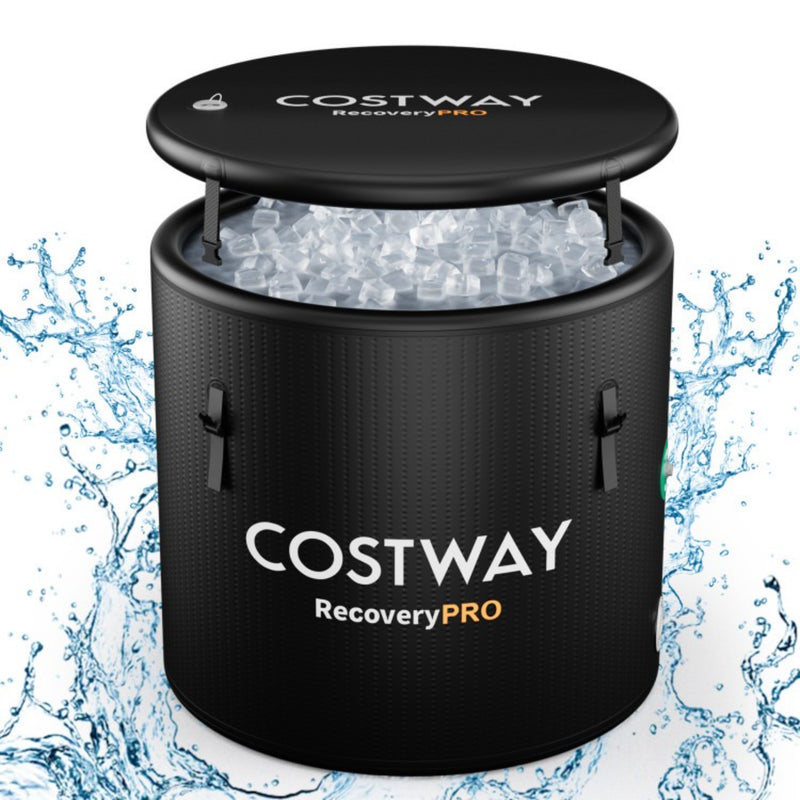 Costway 79-Gallon Round Inflatable Cold Plunge Tub with Cover Hand Pump and Backpack