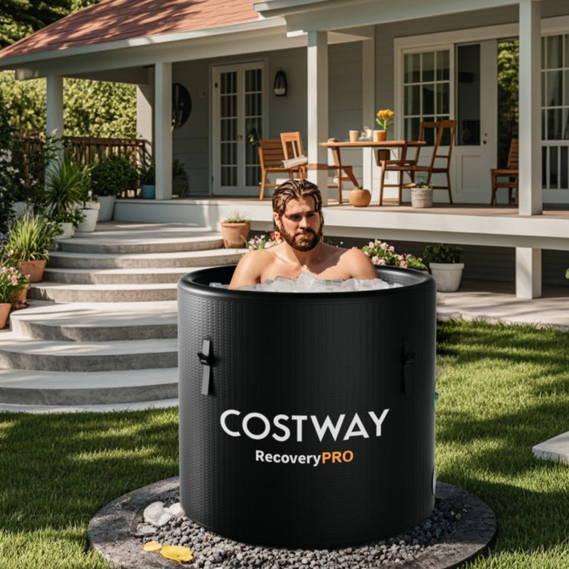 Costway 79-Gallon Round Inflatable Cold Plunge Tub with Cover Hand Pump and Backpack