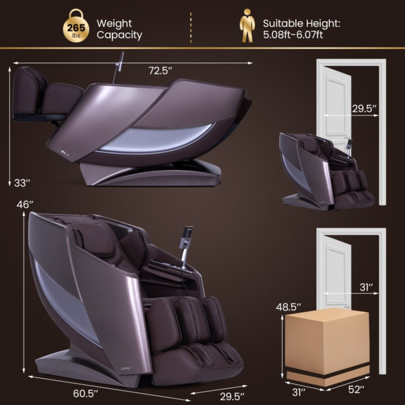 Costway Enjoyment 42 Full Body Zero Gravity Reclining Massage Chair | Brown