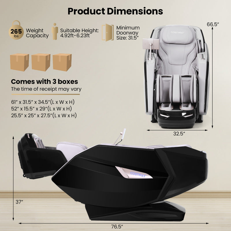 Costway Kenzo Zero Gravity Full Body Massage Chair | Black & Beige