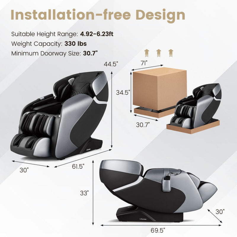 Costway Full Body Massage Chair with SL Track, Zero Gravity & Yoga Stretching | Black