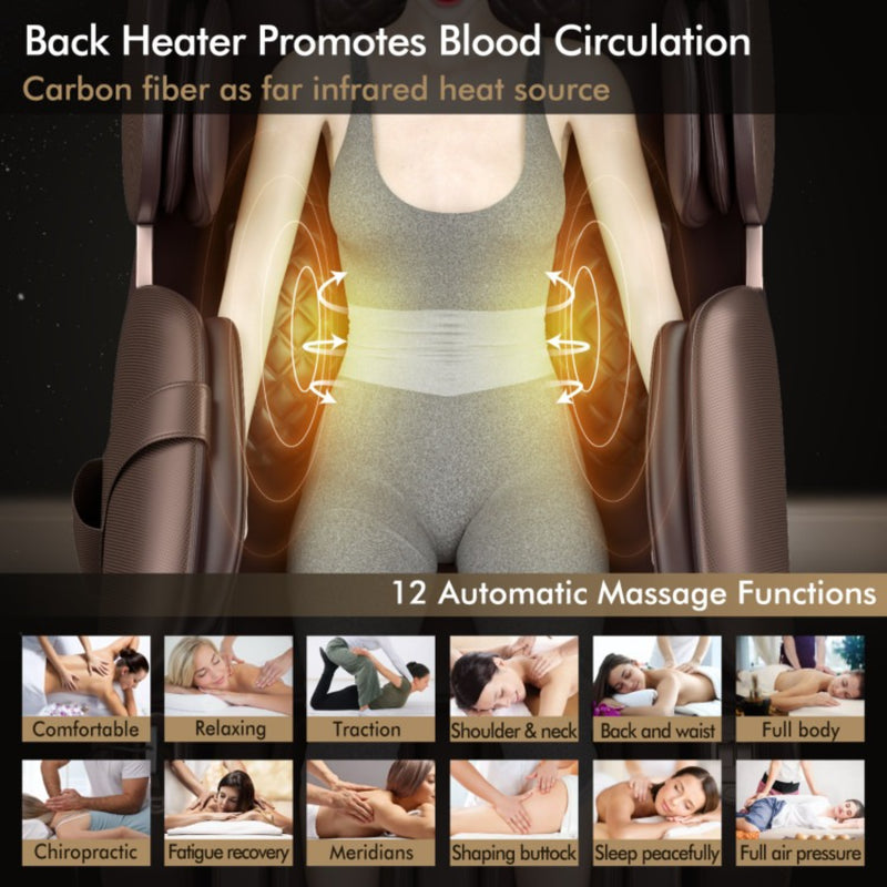 Costway Full Body Massage Chair with SL Track, Zero Gravity & Yoga Stretching