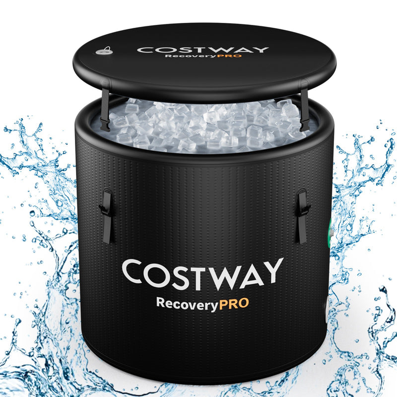 Costway 79-Gallon Round Inflatable Cold Plunge Tub with Cover Hand Pump and Backpack