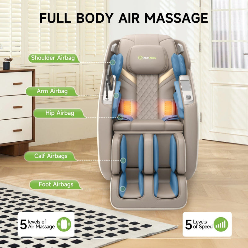 Real Relax PS5200 4D Zero Gravity Massage Chair | Khaki